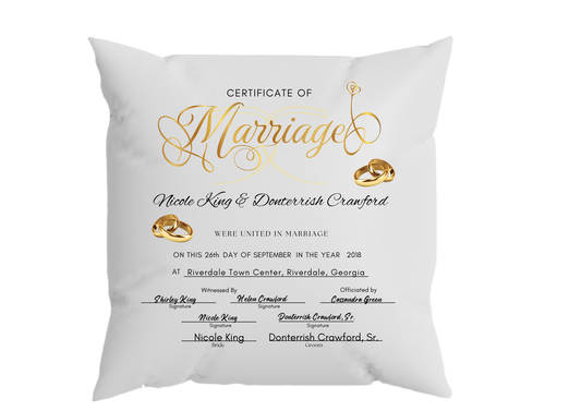 MARRIAGE LICENSE PILLOWCASE